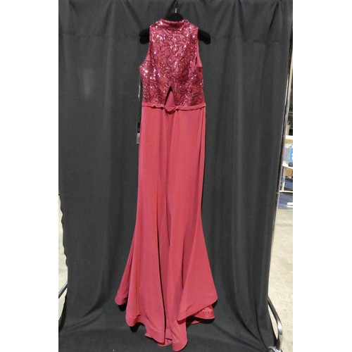 2248 - A red wine designer evening dress by Pia Michi London size 18 ID number 1883