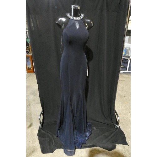 2253 - 1 x navy blue Pia Michi evening dress, size 10 ID number 1832, manikin not included