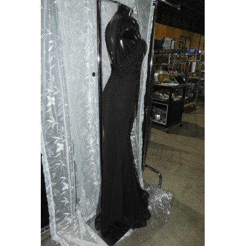 2255 - 1 x black Pia Michi evening dress, size unknown ID number 1908, manikin not included