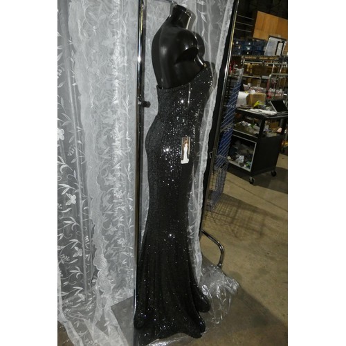 2256 - 1 x black sparkly Pia Michi evening dress, size unknown ID number 11326, manikin not included