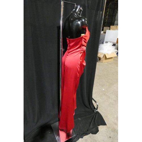 2257 - 1 x red strapless Pia Michi evening dress, size unknown no ID, manikin not included