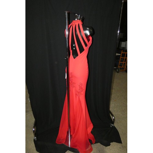 2260 - 1 x red Pia Michi evening dress, size unknown ID number 1871, manikin not included.