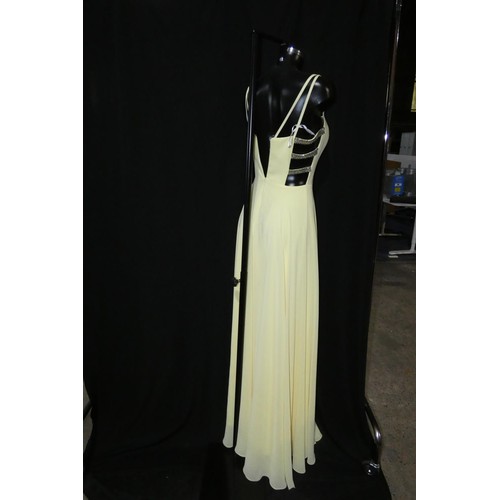 2266 - 1 x yellow Pia Michi evening dress, size unknown, ID number 11358 manikin not included.