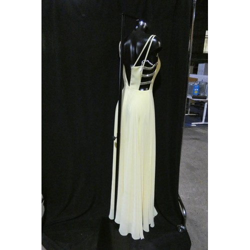 2266 - 1 x yellow Pia Michi evening dress, size unknown, ID number 11358 manikin not included.