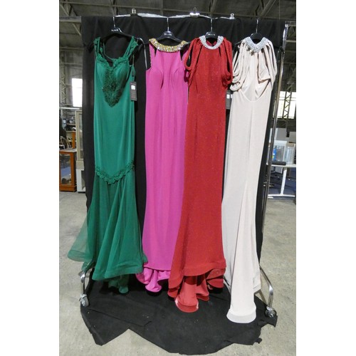 2272 - 4 x various Pia Michi evening dresses, size 8, manikin not included, please see pictures for more de... 