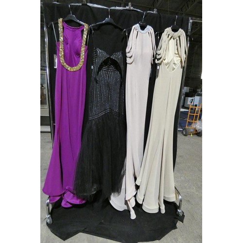 2274 - 4 x various Pia Michi evening dresses, size 8, manikin not included, please see pictures for more de... 