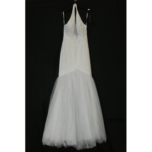 2383 - A white/silver Pia Michi designer evening dress, size 12, please see pictures for more details  ID n... 