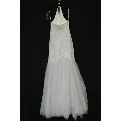 2383 - A white/silver Pia Michi designer evening dress, size 12, please see pictures for more details  ID n... 