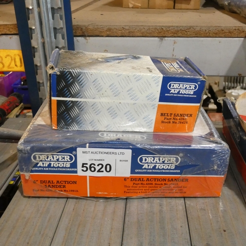 5620 - 1 x Draper Air dual action sander and 1 x Draper Air belt sander