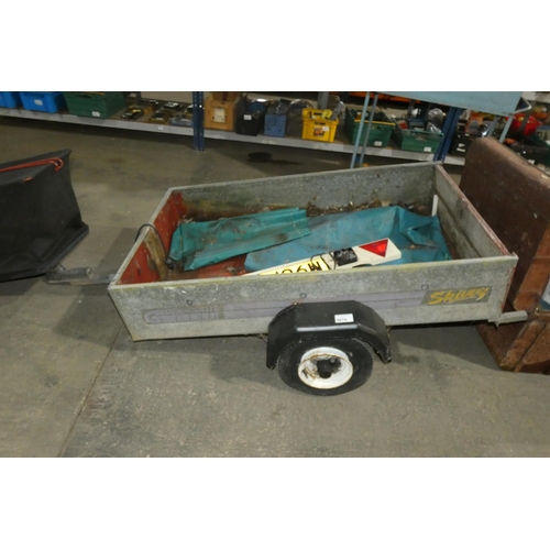 5876 - 1 x un-braked single axle trailer by Indespension type Skivvy, body size approx 153 x 93 cm and side... 