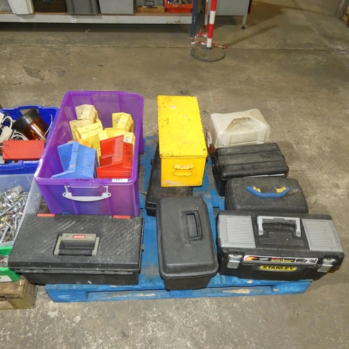 5883 - 1 pallet containing a quantity of various tool boxes, Lin type storage bins etc