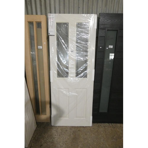 5936 - 1 x XL Joinery white door with Forbes glass approx 762 x 1981mm