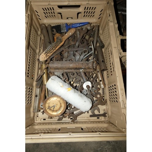 5191 - A quantity of various hand tools including spanners etc. Contents of 2 plastic crates which are not ... 