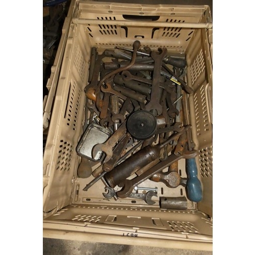 5191 - A quantity of various hand tools including spanners etc. Contents of 2 plastic crates which are not ... 