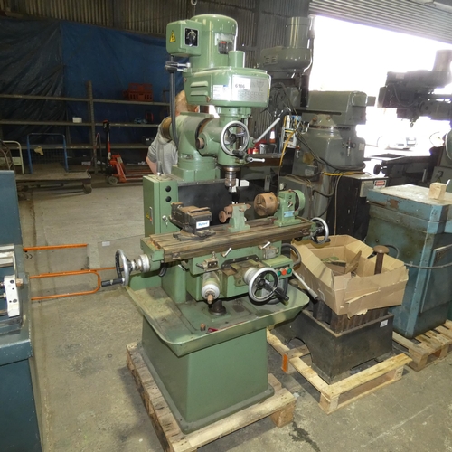 6186 - 1 x Myford milling machine model VM-F, serial no. 3204, 3ph, supplied with a Myford vice and an Elli... 