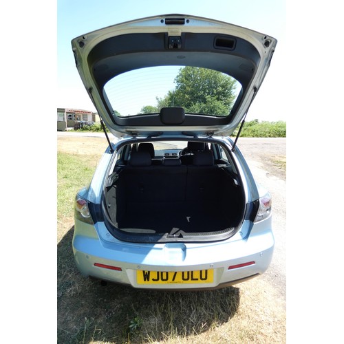 14 - Silver Mazda 3 TS 1.6 hatchback 5dr. reg WJ07 ULU, 1st reg. 27/03/2007, 5 speed manual Petrol 1598cc... 