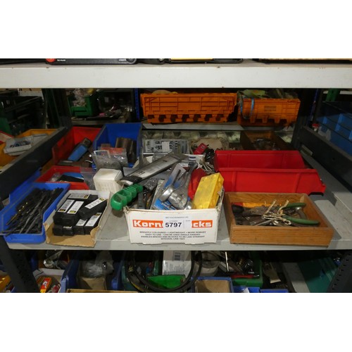 5795 - A quantity of various Lin type plastic storage boxes containing a quantity of various tools and othe... 