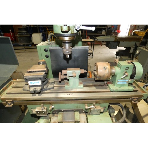 6186 - 1 x Myford milling machine model VM-F, serial no. 3204, 3ph, supplied with a Myford vice and an Elli... 