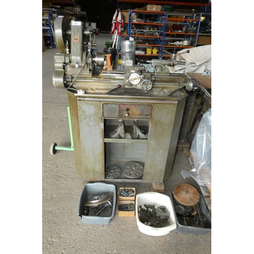 6194 - 1 x Myford metal turning lathe on a Myford cabinet 240v, overall bed length approx 65cm, bed stamped... 