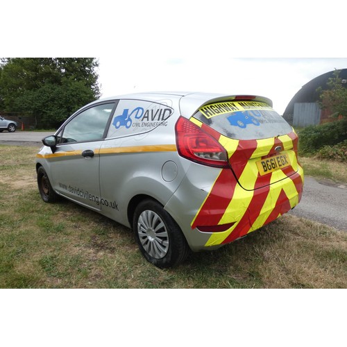 6 - Silver Ford Fiesta Econectic TDCi DPF Car derived Van, Reg: BG61 EGX, 25/11/2011, 5 spd manual diese... 