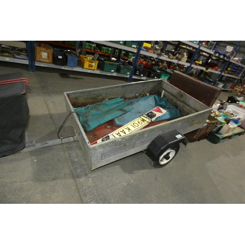 5876 - 1 x un-braked single axle trailer by Indespension type Skivvy, body size approx 153 x 93 cm and side... 