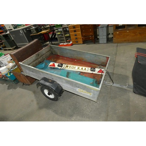 5876 - 1 x un-braked single axle trailer by Indespension type Skivvy, body size approx 153 x 93 cm and side... 