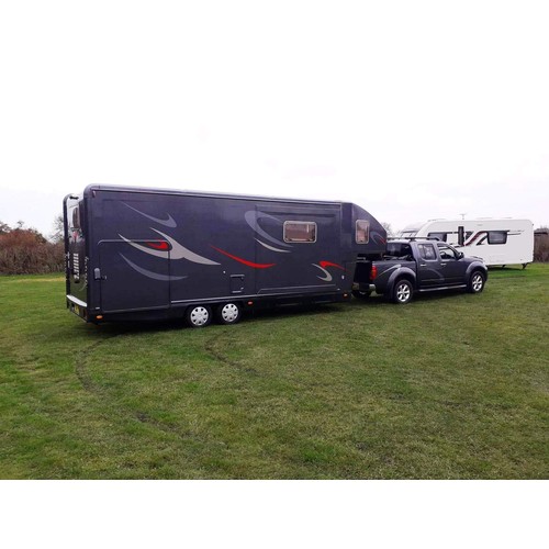 9 - Globestormer 5th Wheel Caravan 2006 and Nissan Navara Tekna DCI 188 double cab. Auto 2011. 
Reg: BK1... 