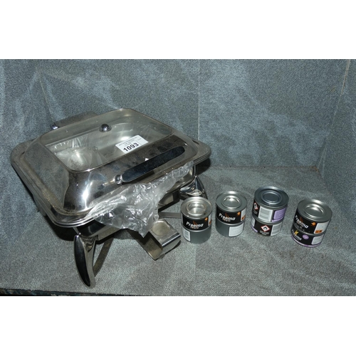 1093 - A square chafing dish with lid and chafing fuel