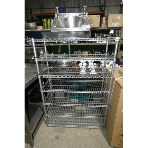 1122 - A bay of catering type racking with 7 shelves approx 92x36x133cm