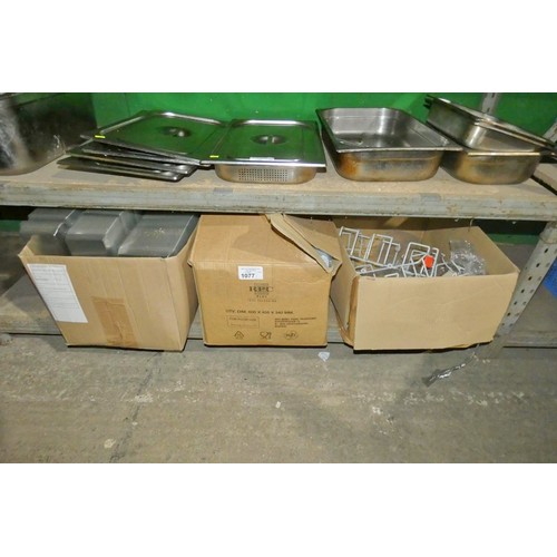 1077 - 3 boxes containing various disposable food packaging