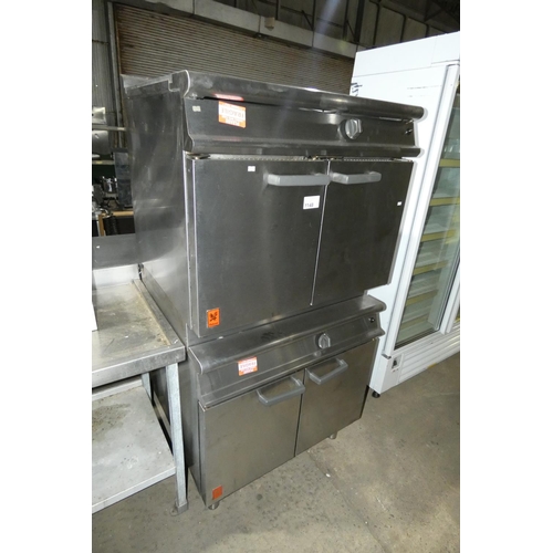 1148 - A gas fired commercial stainless steel stacked oven unit by Falcon type G3117/2 - trade