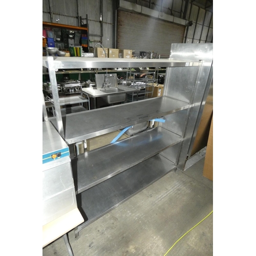 1153 - A commercial stainless steel catering type rack with 4 shelves approx 180x52x182cm