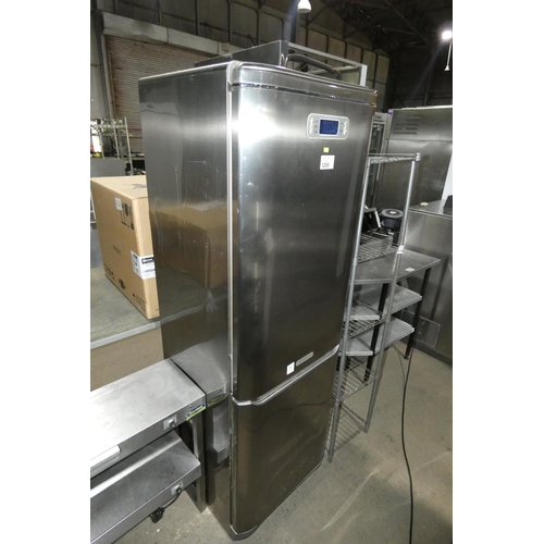 1200 - A stainless steel fridge freezer by Ariston type A.I.R - trade. Tested Working