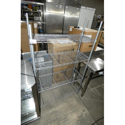 1203 - A catering type rack with 4 shelves approx 90x35x150cm