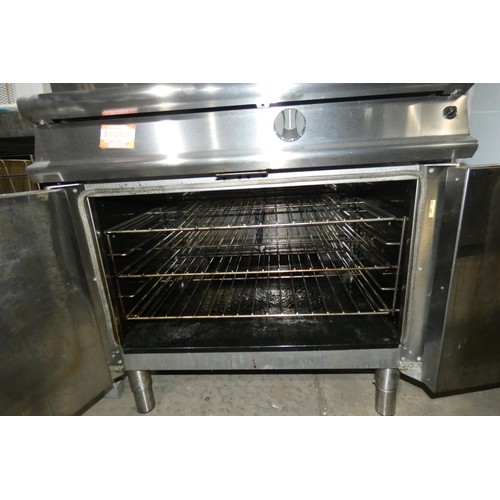 1148 - A gas fired commercial stainless steel stacked oven unit by Falcon type G3117/2 - trade