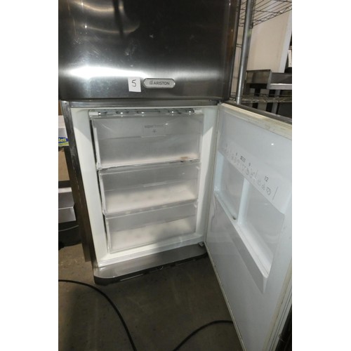 1200 - A stainless steel fridge freezer by Ariston type A.I.R - trade. Tested Working