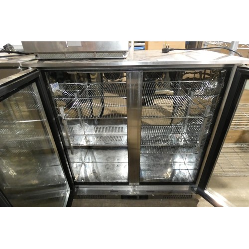 1205 - A commercial stainless steel bottle display fridge by Prodis approx 90x53x90cm