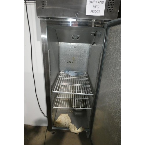 1227 - A commercial stainless steel tall upright fridge by Apollo type AGNFU1 - trade