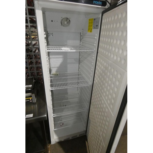 1228 - A tall commercial white single door fridge by Polar type CD612 - trade. Tested Working