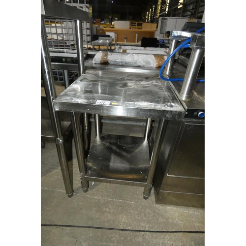 1217 - A square stainless steel catering type table with shelf beneath, approx 60x60cm