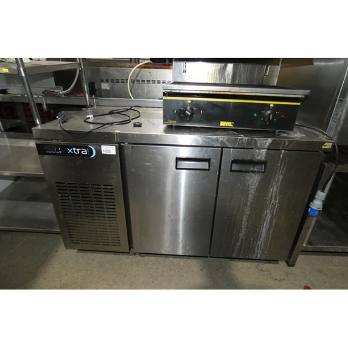 1223 - A commercial stainless steel 2 door bench fridge by Foster type Xtra - unit requires attention - tra... 