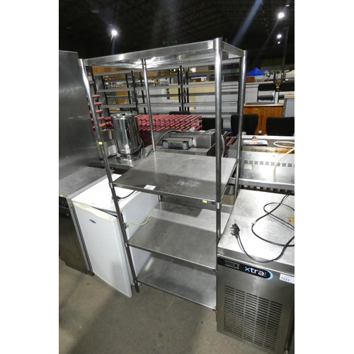 1224 - A bay of commercial stainless steel catering type racking with 4 shelves, approx 57x70x181cm