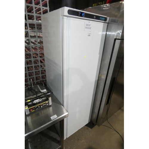 1228 - A tall commercial white single door fridge by Polar type CD612 - trade. Tested Working