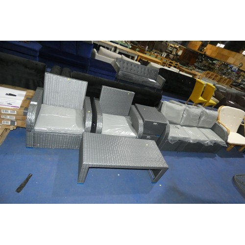 626 - An Outsunny grey synthetic rattan garden seating group comprising of a three person sofa with 6 cush... 