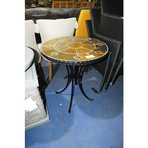 631 - 1 x small round tile topped table diameter approx 60cm