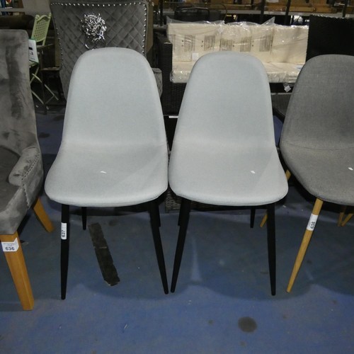 637 - 2 x light grey upholstered dining chairs