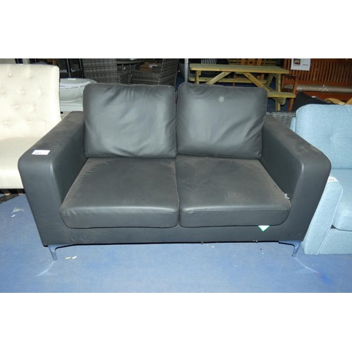 641 - 1 x black upholstered sofa approx 137cn wide