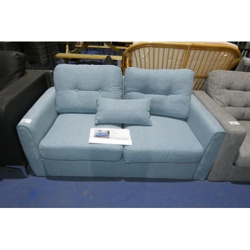 642 - 1 x Whittaker light blue upholstered sofa RRP £326 approx 137cm wide - Please note that no feet are ... 