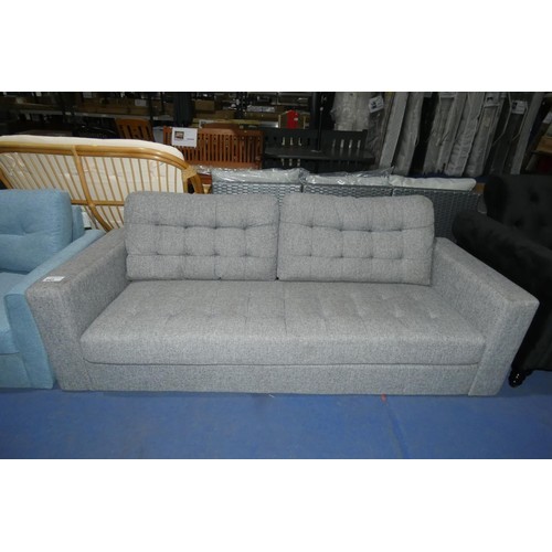 643 - 1 x grey upholstered sofa approx 185cm wide - Please note that no feet are included and sofa has som... 