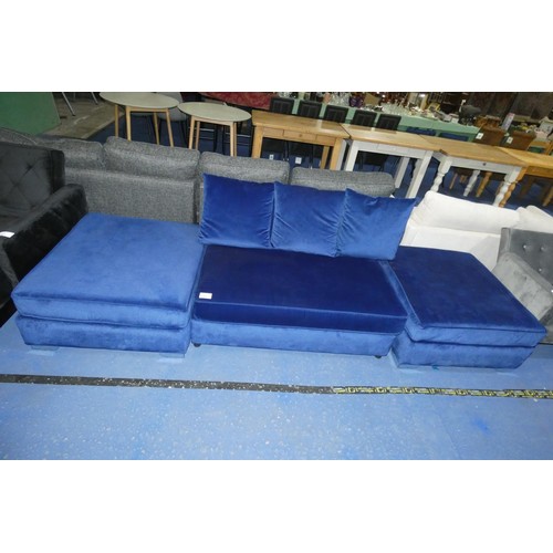 648 - 1 x blue upholstered sofa approx 125cm wide and 2 x similar but not quite matching large blue uphols... 